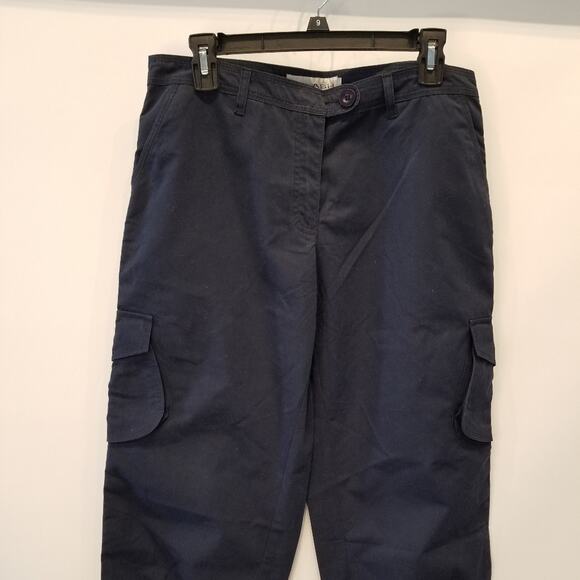 Splash Vintage Cargo Pants Navy Blue Pedal Pushers Pockets Size 16 - Picture 3 of 15
